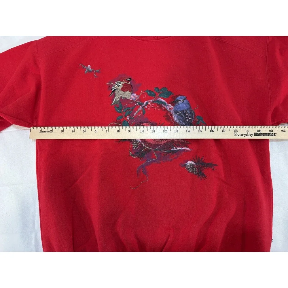 VTG Northern Reflections Women's Red Sweatshirt Birds Cardinal Blue Jay Size M